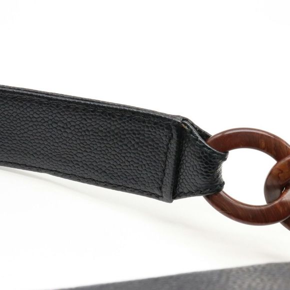 Chanel Wood Chain Shoulder Bag Shawl Caviar Skin Leather Black - Picture 4 of 9